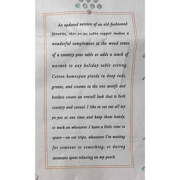 Yo Yo Table Topper Christmas Tree Plaid Partially Complete w/Fabric and Pattern - Picture 8 of 10